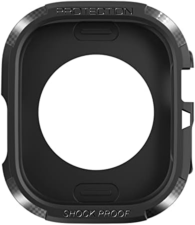Caixa de relógio de padrão de fibra de carbono DJDLFA para Apple Watch Ultra 49mm TPU Protetive Case Hollow Frame Bumper