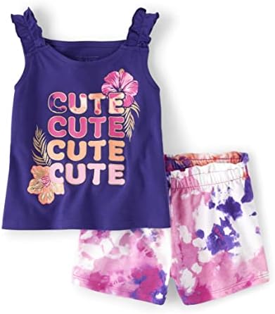 O local infantil para garotas e meninas de criança sem mangas top e shorts, 2 PC Conjunto