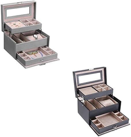 Caixas de jóias Bewishome Jewelry Boxes para mulheres Organizador de joias femininas com caixa de armazenamento de jóias com espelho