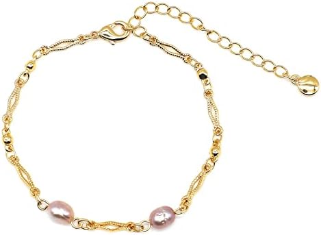 Pulseira de pérola ouro banhado de ouro pulveira de contas ajustável para mulheres meninas