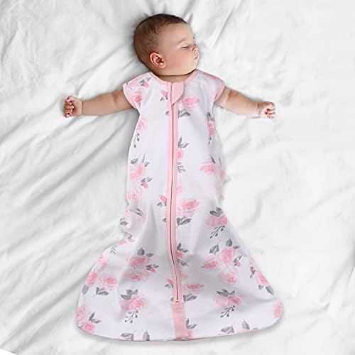 O saco de sono com cobertor vestível de amendoim para meninas, sólidas e rosa floral, tamanhos de até 12 meses