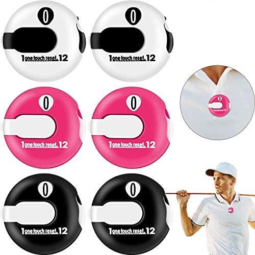 Friea Golf Score Contador Mini -golfe Stroke Counter Anexo Anexo Simples até 12 chutes com um clipe de redefinição de toque, 6 peças