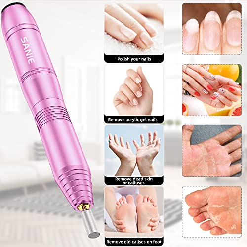 Máquina de perfuração de unhas da Sanie Electric com caixa organizadora, Efile Unh Nail Brill para unhas de acrílico, arquivo