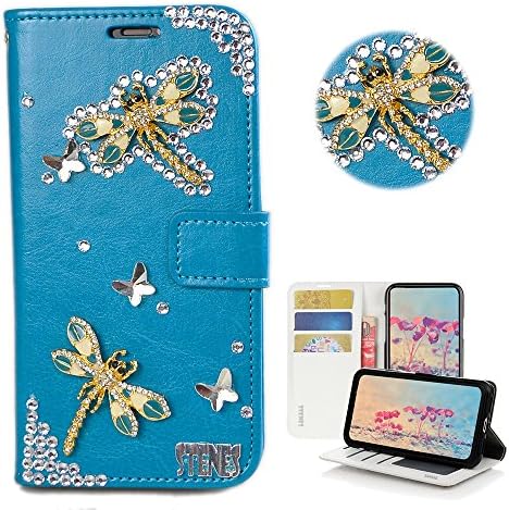 Stenes Sony Xperia XZ2 Caso compacto - elegante - 3D Bling Bling Crystal Dragonfly Butterfly Design da carteira de carteira de cartão