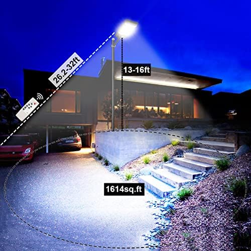 Hypow 1500W Solar Street Light Light Outdoor Motion Sensor Dusk to Dawn Solar LED LEITO AO ANTERIOR LIGHT COM CONTROLE DE REMOTO, IP67