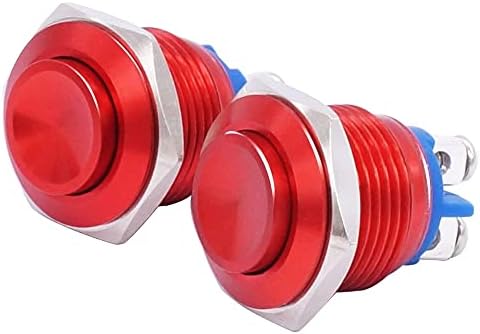 PCGV 2PCS 19mm 3/4 Red Metal Metom Momentary Push Butchen