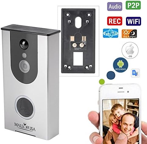 MALLOFUSA WIFI VÍDEO DA TELA DE VÍDEO, Smart Camera Doorbell 720p, 8G de armazenamento, palestra bidirecional, visão noturna, detecção