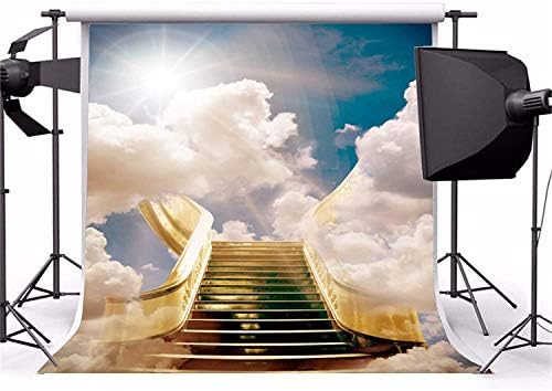 Cenário do céu CSFOTO 10x10ft no cenário amoroso do cenário do céu Sentido Decorações de temas Banner Reino de Deus escadas para