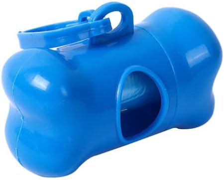 Distribuidor de bolsa cocô de cachorro com clipe de trela, 10 rolos de sacolas à prova de vazamentos incluídas, azul,