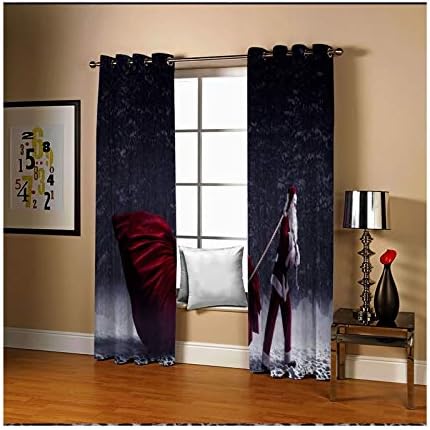 Cortinas da sala de estar do Feliz Natal, cortinas decorativas 2 painéis cortinas vermelhas cinza escuro Sala de estar e cozinha