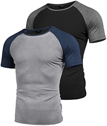 Coofandy Men's 2 Packs Gym Muscle T Shirts Fitness Workout Baseball Camisetas