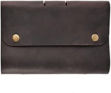 Wowlomo Premium Leather Reabilable Journal - Caderno de couro real de 6 anel com papel de preenchimento A6, diário vintage