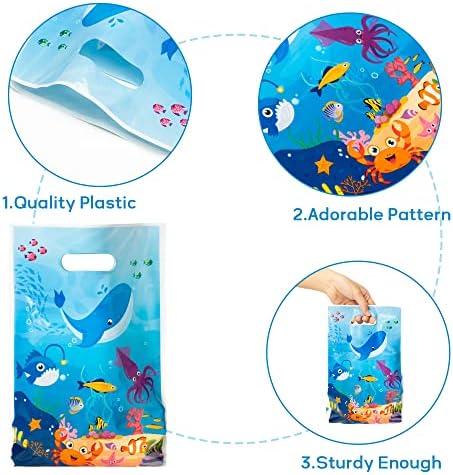 3sscha 50pcs animal na festa do mar Favor Bag Bag Marine Life Ocean com tema Plástico Bolsa de Goodie Impermeável com