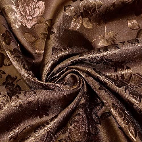 Kayla Dark Brown Polyester Floral Jacquard Brocade Satin Fabric by the Yard - 10004