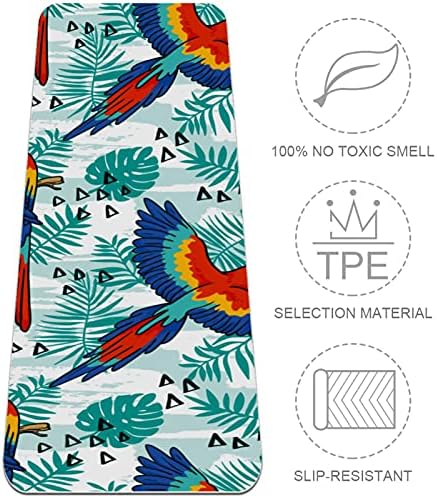 Mat de ioga extra grosso de 6 mm, belo papagaio descanso mosca tropical impressão de palma de palmeira ecológica TPE TECHE