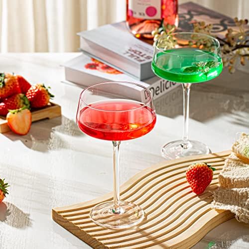 Iooiluxry Martini Glasses Conjunto de 4, cupê de 8 onças conjunto com picaretas de coquetel, coquetéis de cristal, copos