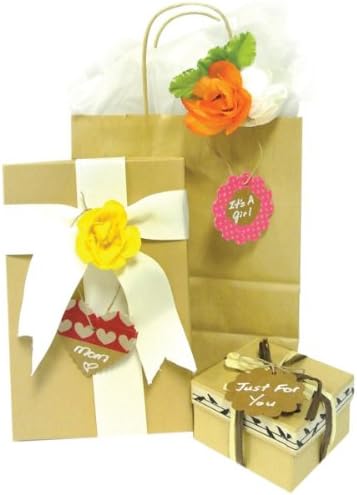 Wrapables 50 Tags de presente/Kraft Hang Tags com cordas de corte grátis para presentes, artesanato e preços, verdadeiro coração
