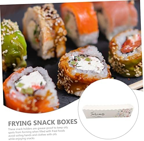 CLISPEED 200PCS Box Sushi Boat Plate Snack de papelão branco