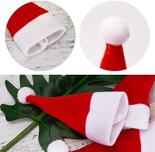 Luter 20 peças Mini chapéus de Natal Calhas de talheres de Natal Mini chapéus de Papai Noel para suportes de talheres, capas de doces,