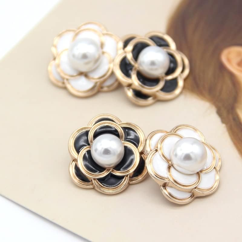 Yfqhdd 25mm Flower Pearl Gold Metal Botões para vestes Casaco feminino Acessórios decorativos de costura artesanais