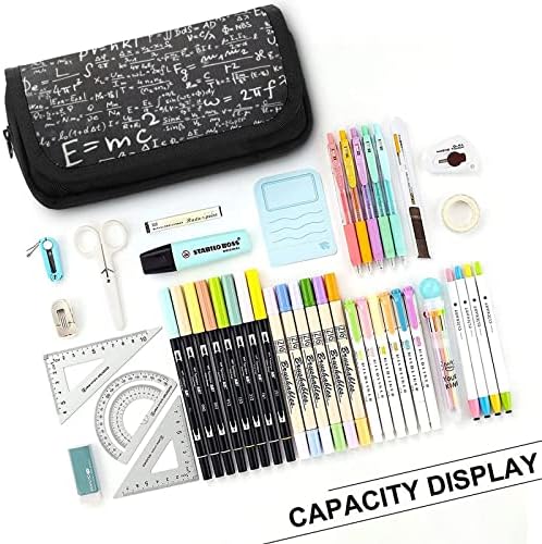 Math Chemistry Physics Equações e Fórmulas Lápis Case Double Zip Pen Bag de grande capacidade Saco de papelaria de caneta para