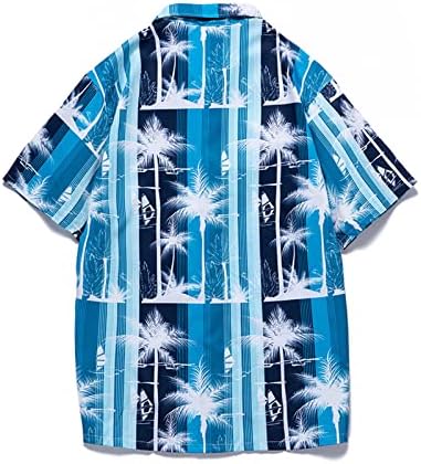 Xxbr camisetas havaianas masculinas de manga curta Tree Tree Print Button Down Down Tops vintage Summer Slim Fit Casual Beach