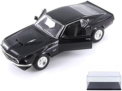 Diecast Car w/exibição - 1969 Ford Mustang Boss 429, Black - Welly 24067WBK - 1/24 Escala Diecast Model Toy Car Car