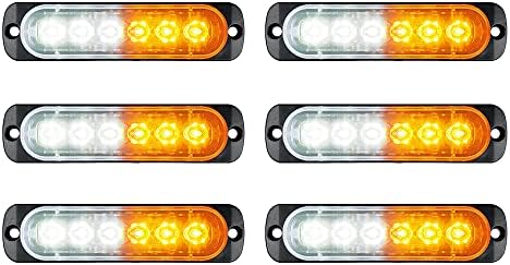 Mualik 6pcs Ultra Slim 6 Luzes de estroboscópios liderados para veículos de carro de caminhão, recurso de sincronização, LED de LED