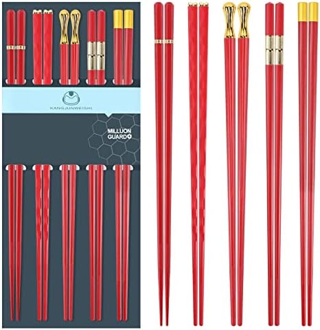 5 pares de pauzinhos de fibra de vidro, lava-louças em coreano japonês chinês Chazinhos reutilizáveis ​​Seguro, fácil de usar, 9,6in/24,3cm