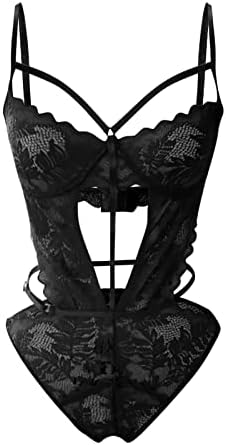 Lingerie sexy para mulheres renda de crava floral negra coluar de leotard de profundidade v cami terno de corpo superior