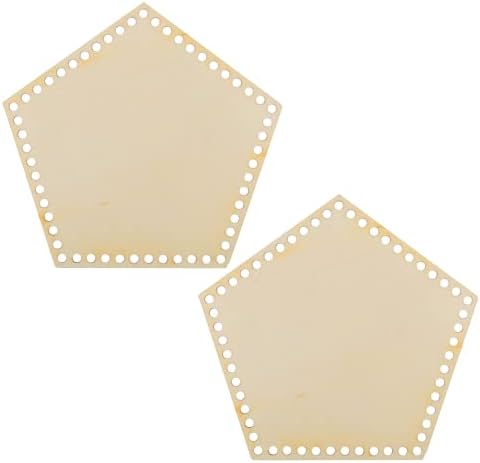 AskiKyer NATURAL CESPONHA DE MADEIRA BASTH, 2PCS Pentágono regular 7,8 x 7,4 “cesto de crochê em branco do não título