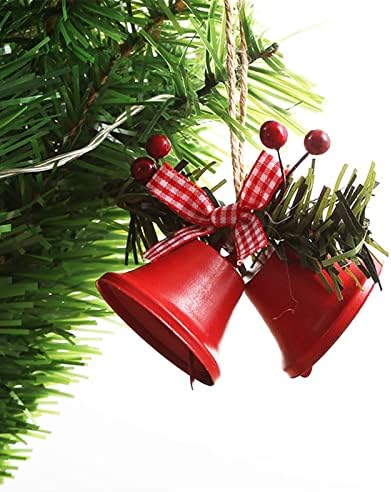 V.klife 3pcs Christmas pendurando sinos de natas de Natal Red/Gold/Sliver Jingle Bells decorados com bagas de azevinho