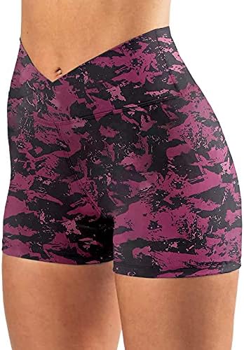 Shorts de moto de cintura transversal feminina shorts high wist tummy Control v crossover