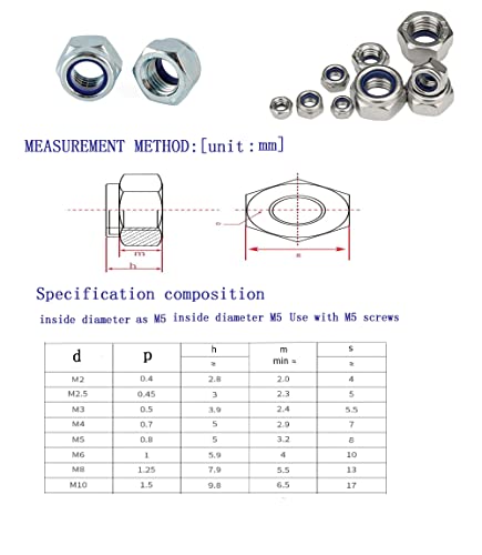 SmartSails 30 prendedores 304 porcas de nylon de nylon de aço inoxidável m8x1.25mm, aço inoxidável inserir porcas de travamento