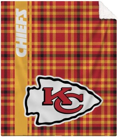 Proformance Home Licenciado oficialmente NFL 60 x 70 Plaid vertical Sherpa Flannel Lã do Lão