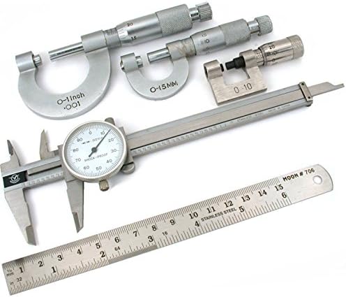 6 Regra inoxidável e compactação de compasso com o conjunto de ferramentas micrômetros