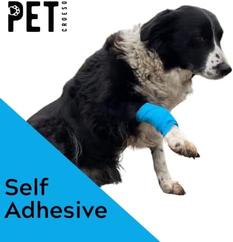 Bandagem Conjunto de bandagem veterinária de fita azul claro, bandagens para cães patas, multifuncionais e autônomos