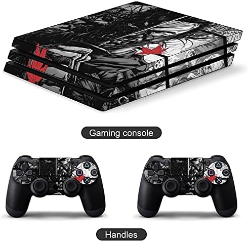 Zhengjc Ghost of Tsushima PS4 PRO Controlador e Console Adesivo de pele Tampa protetora Tampa sem fio/com fio controlador gamepad