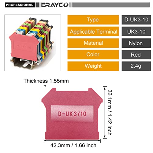 Erayco D-UK3/10 Tampa final para 3n 5n 6n 10n 16n Din Terminal Monted Terminal Block