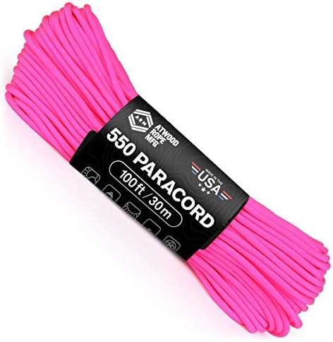 Atwood Rope MFG 550 Paracord 100 pés 7 fios Cordão de pára-quedas de nylon de 7 pés Equipamento externo de sobrevivência