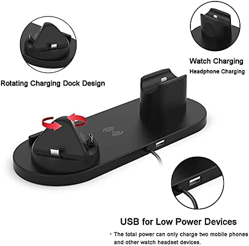 Combatão de carregamento rápido 6 em 1 suporte de giro Universal Wireless Charger para fones de ouvido com relógio inteligente