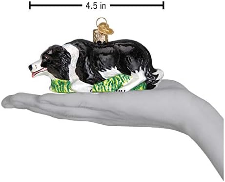 Coleção de cães do Velho Mundo Ornamentos de vidro de vidro para colegas de árvore de Natal, pastoreando border collie