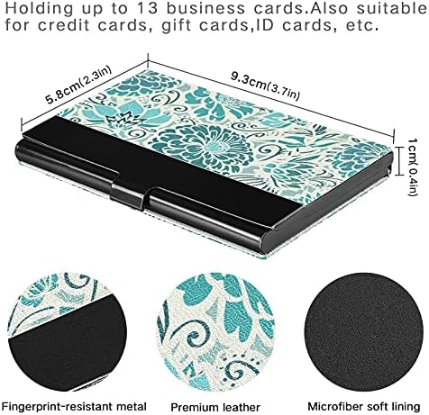 Teal Floral Flower Business Card Titular para homens Caso de cartões de visita homens com cartão de crédito de cartão de crédito
