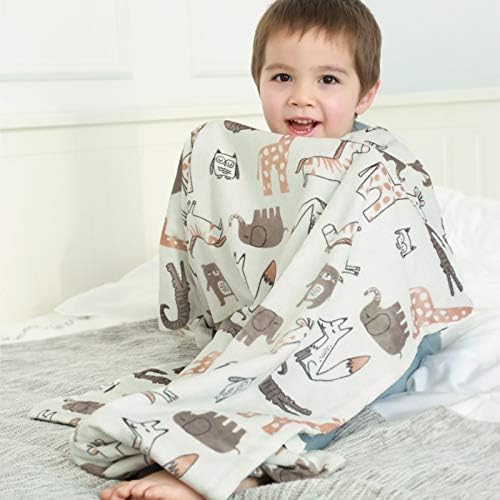 Cobertor de bebê Boritar Minky macio com apoio pontilhado de dupla camada, animais adoráveis ​​impressos de 30 x