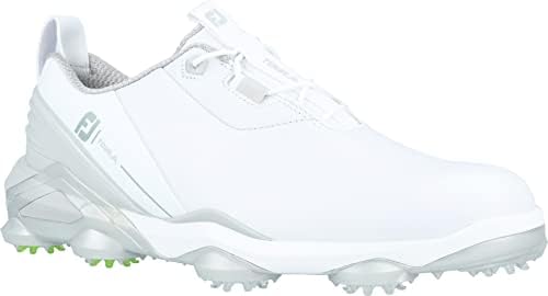 Footjoy Men's Tour Alpha Golf Sapato, Branco/Cinza/Lima, 10