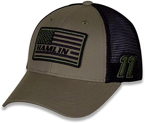 2023 Denny Hamlin Flag Hat - NASCAR Ajuste Ajuste Automotive Racing Mesh Baseball Cap Olive