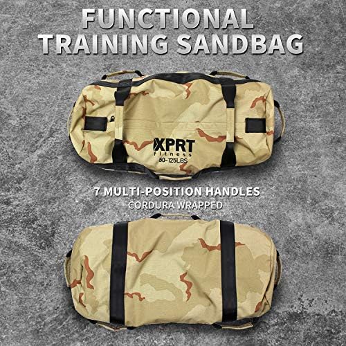 XPRT Fitness Workout Sandbag para treino de serviço pesado Treinamento cruzado 7 alças multifositorais - colorido exército verde/preto/camuflagem