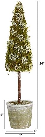 2 pés quase naturais. Árvore Artificial de Moss Flocked em plantador decorativo, verde