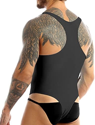 Tiaobug Men One Piece Freestyle Leotard Bodysuit Slim Cut Swimsuit Thong Singlet