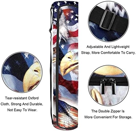 American Flag Eagle Yoga Mat Bags Full-Zip Yoga Carry Bag for Man Men, Exercício de ioga portadora com cinta ajustável